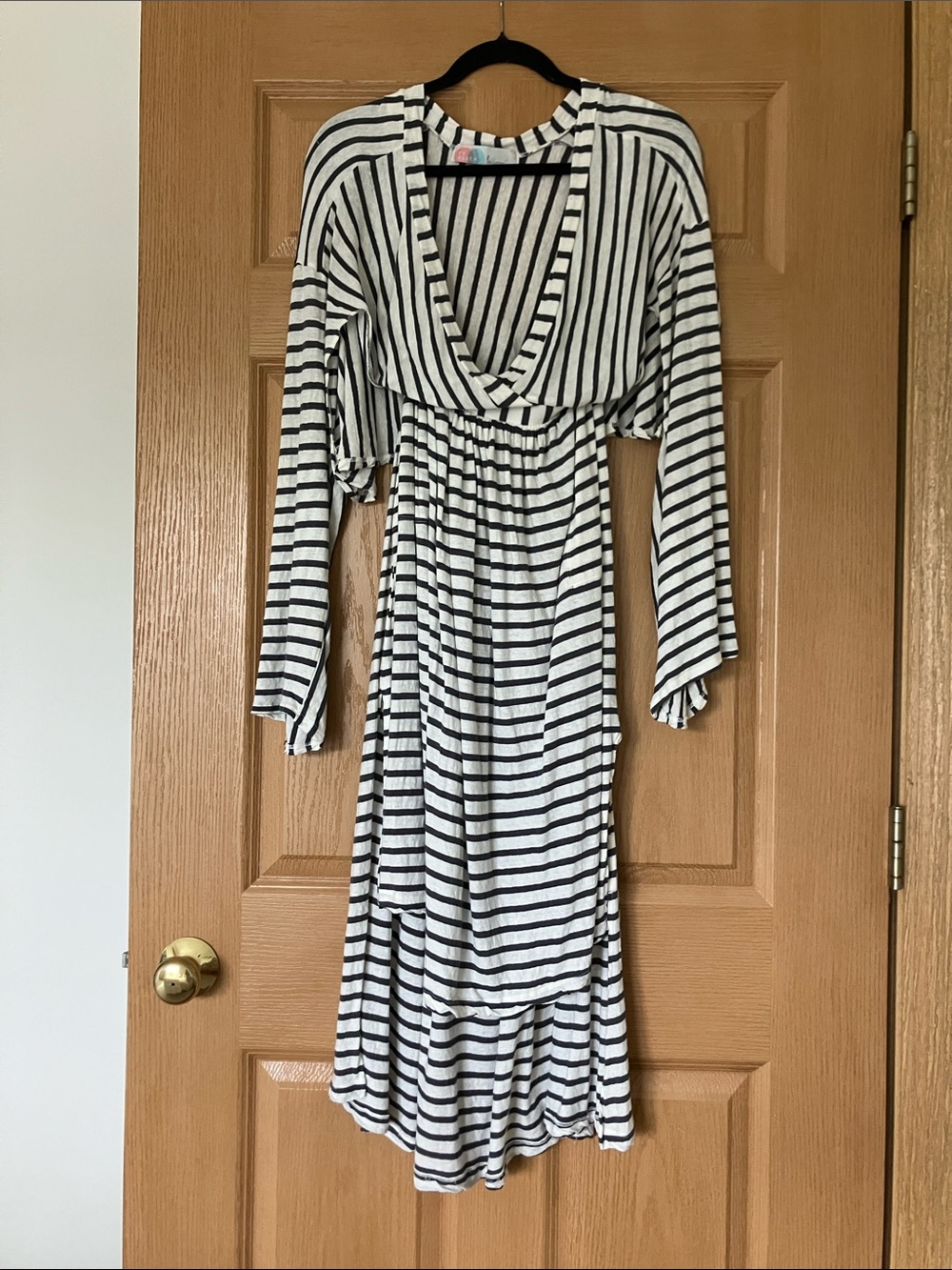 Free People Beach Navy Blue & White Striped Beach Pool Dress and Cover